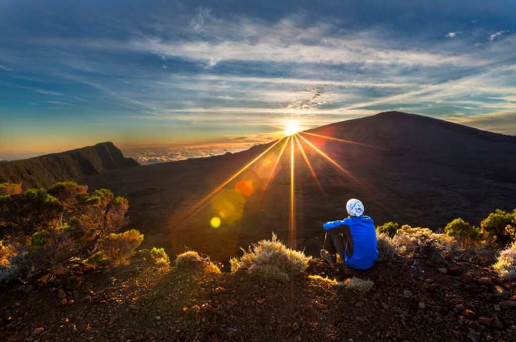 Reunion Island hiking trails sunset