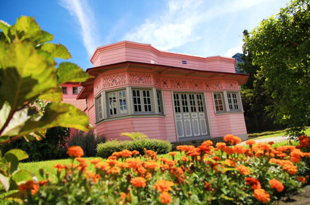 Reunion Island pink wooden house