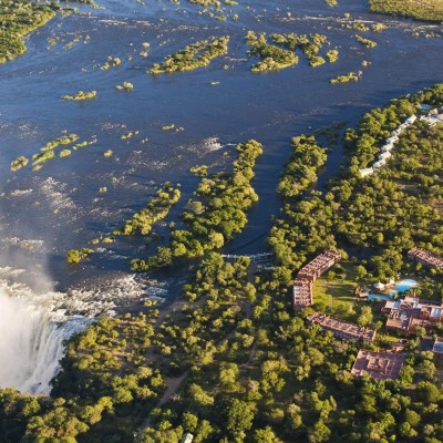 Aerial View of resort and Victoria Falls