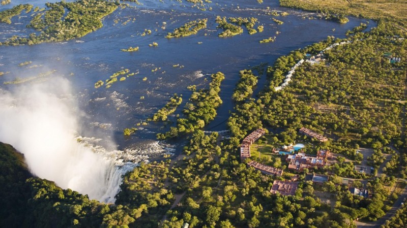 Aerial view of The Royal Livingstone and Victoria Falls