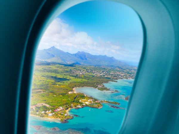 View of Mauritius from the airplane